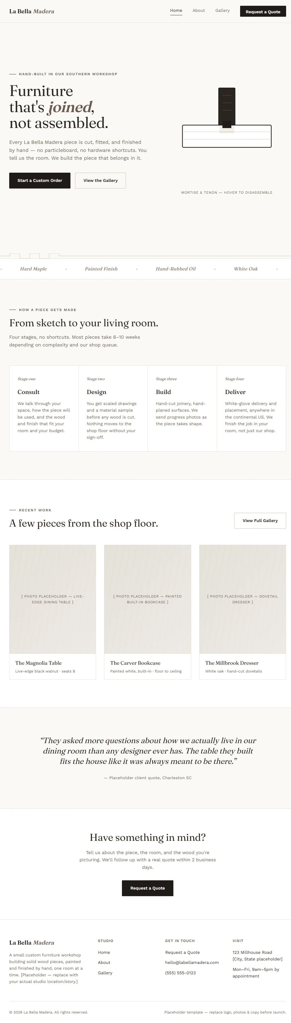 La Bella Madera website screenshot